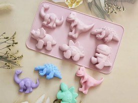 Molde silicona 6 dinosaurios infantiles 